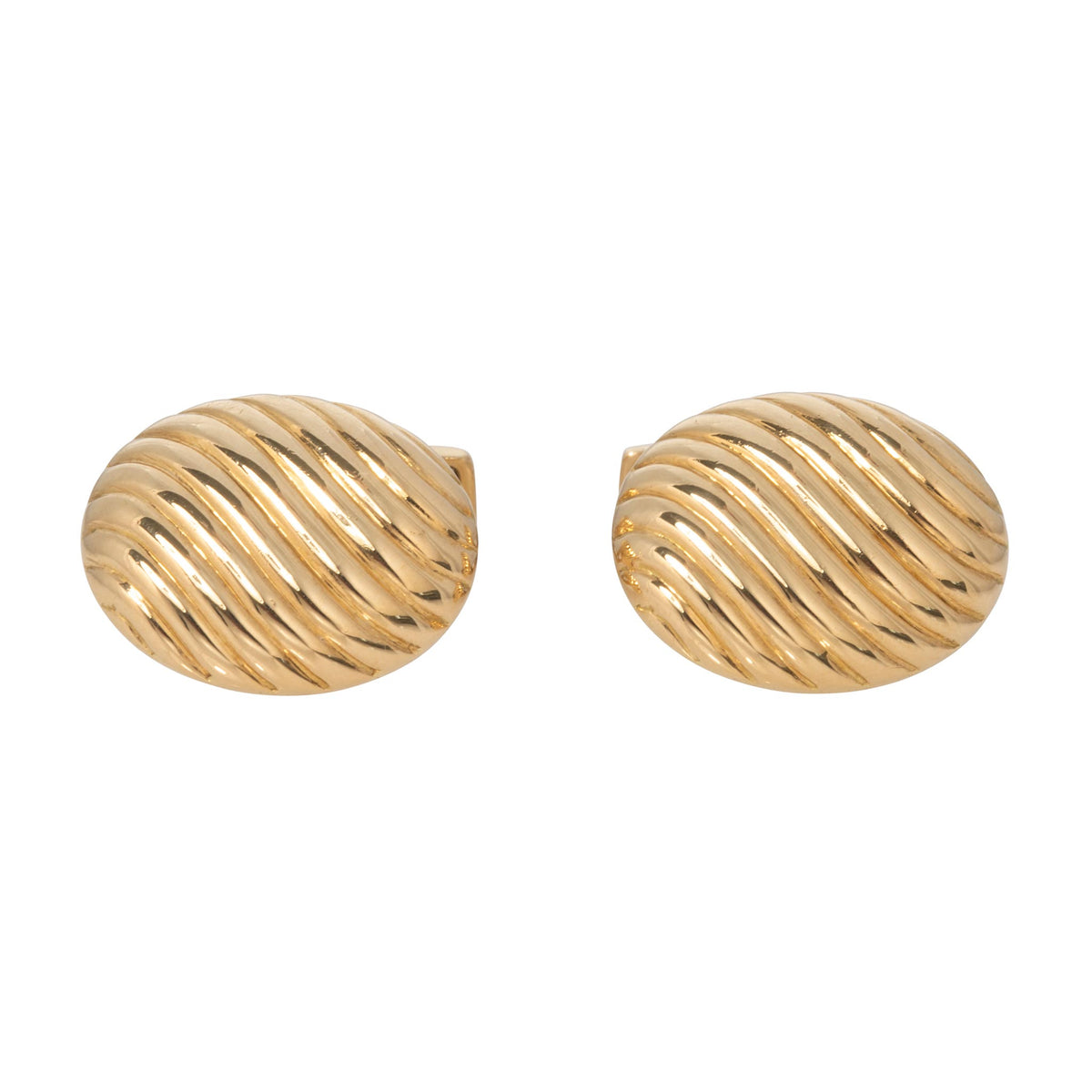 Vintage Tiffany & Co Oval Ribbed 18K Gold Cufflinks