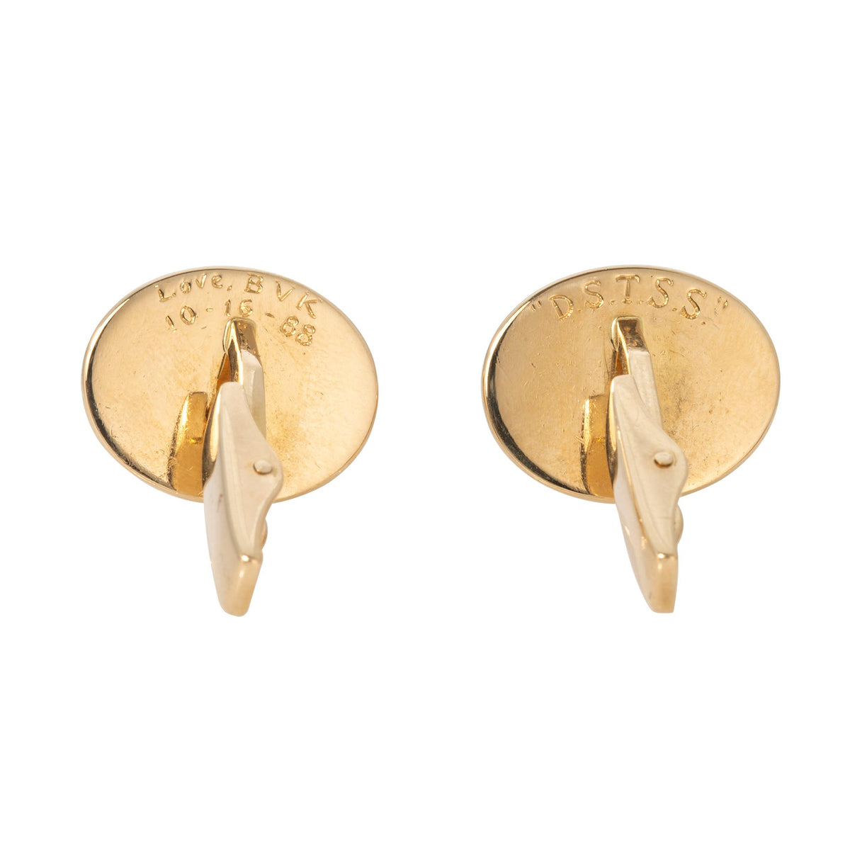 Vintage Tiffany & Co Oval Ribbed 18K Gold Cufflinks