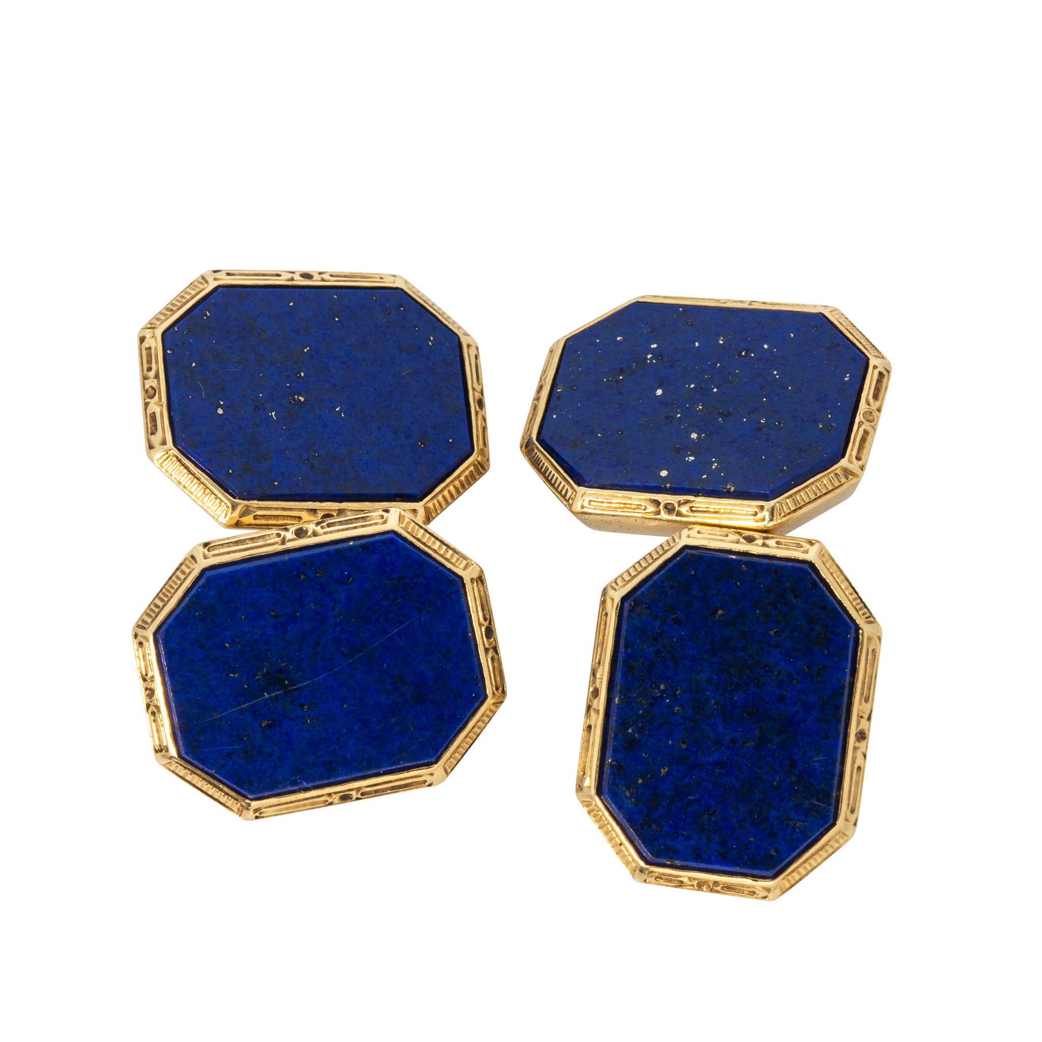 Vintage Lapis Lazuli 14K Yellow Gold Cufflinks