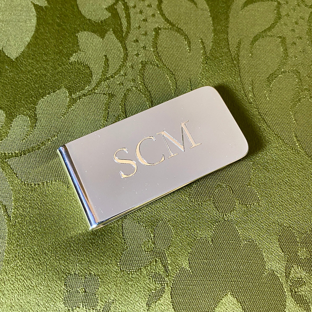 Sterling Silver Plain Money Clip with machine engraving