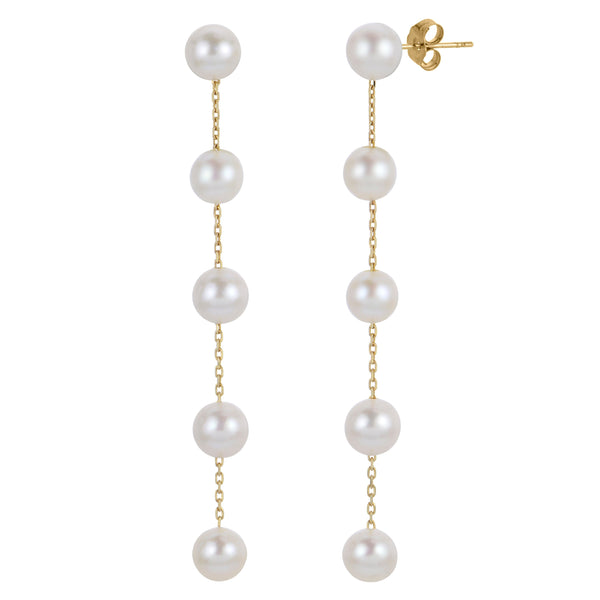アクセサリー Freshwater Pearl Earrings - gold Freshwater Pearl 5-Station Drop 14K Yellow Gold Earrings