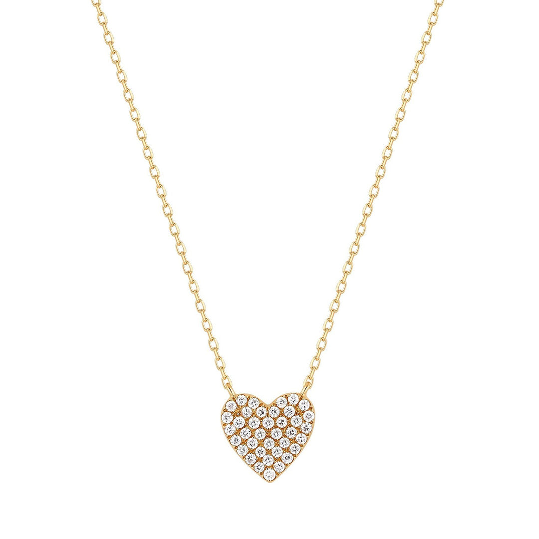 Diamond Pavé Heart 14K Yellow Gold Necklace