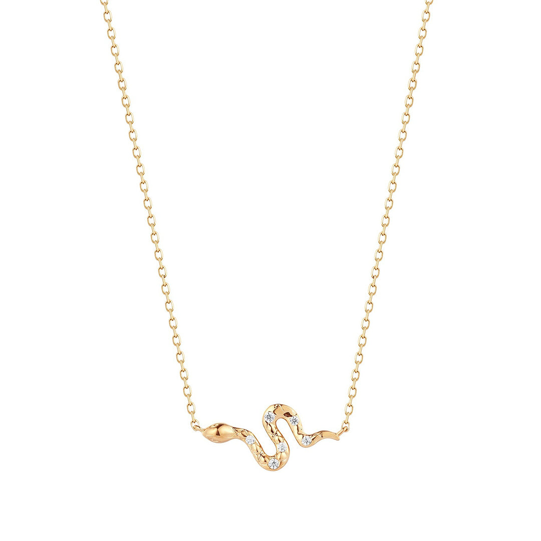Diamond Snake 14K Yellow Gold Necklace