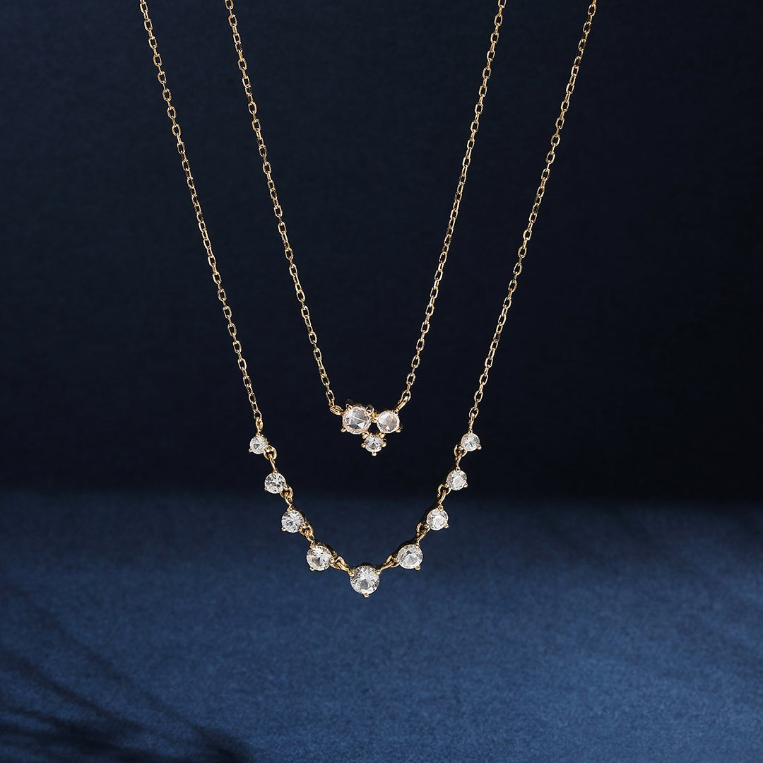 Rose Cut White Sapphire 14K Yellow Gold Necklace