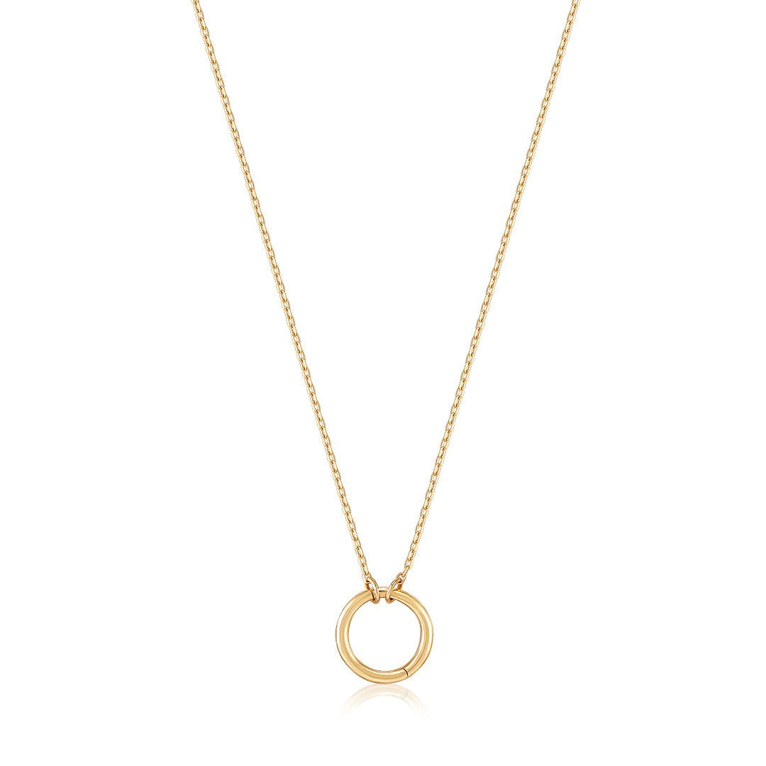 14K Yellow Gold Charm Connector Cable Chain Necklace
