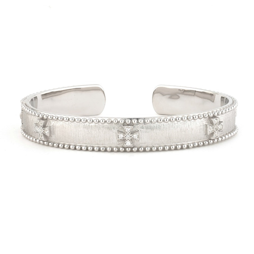 Jude Frances Sterling Silver Narrow Beaded Maltese Cuff