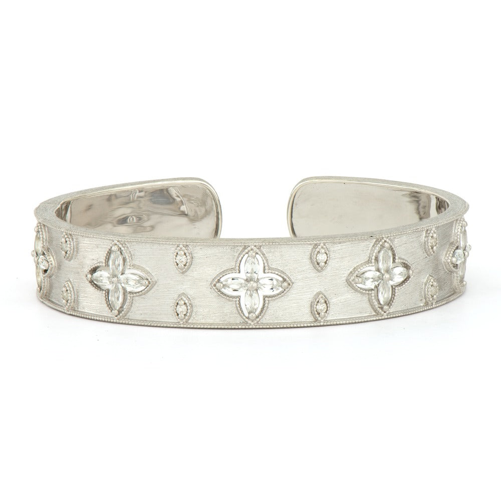 Jude Frances Sterling Silver Moroccan Floral Motif Wide Cuff