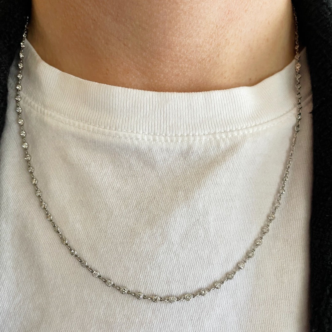 Estate Diamonds by the Yard Platinum Chain Necklace