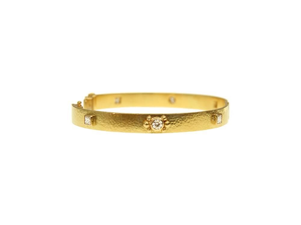 Elizabeth Locke Flat Ribbon Bangle with Diamonds