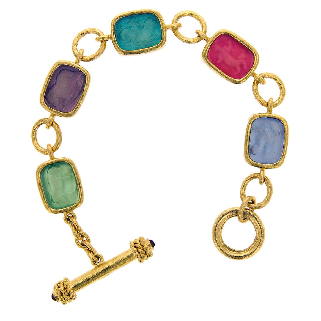 Elizabeth Locke Pastel “Antique Animals” Venetian Glass Link Bracelet