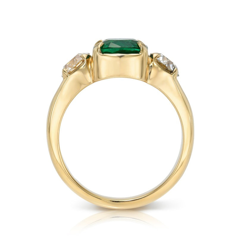 Single Stone Emerald Three Stone Brooklyn Ring