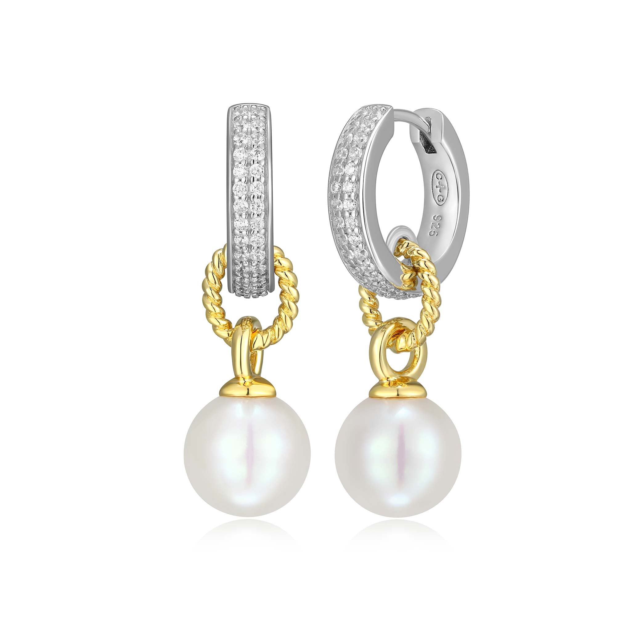 Charles Garnier CZ & Pearl Gold-Plated Sterling Silver Hoop Drop Earrings