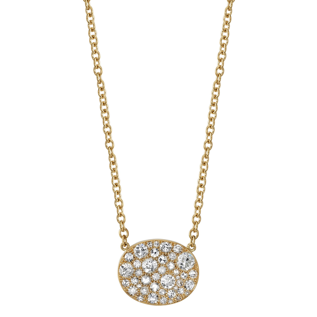 Single Stone Oval Cobblestone Pendant Necklace