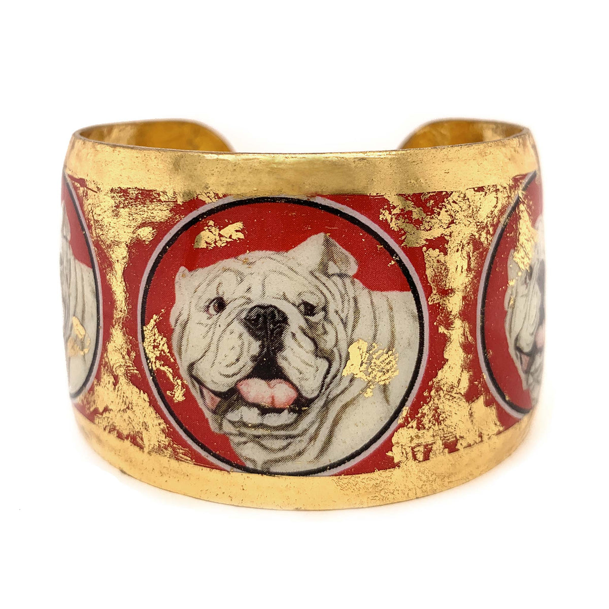 Evocateur Bulldog Circles 22K Gold Leaf Cuff 1.5"