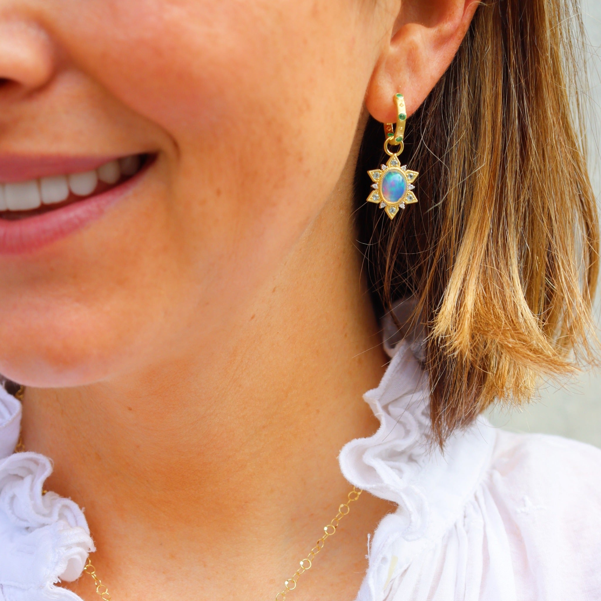 Jude Frances Moroccan Opal Sunburst Earring Charms