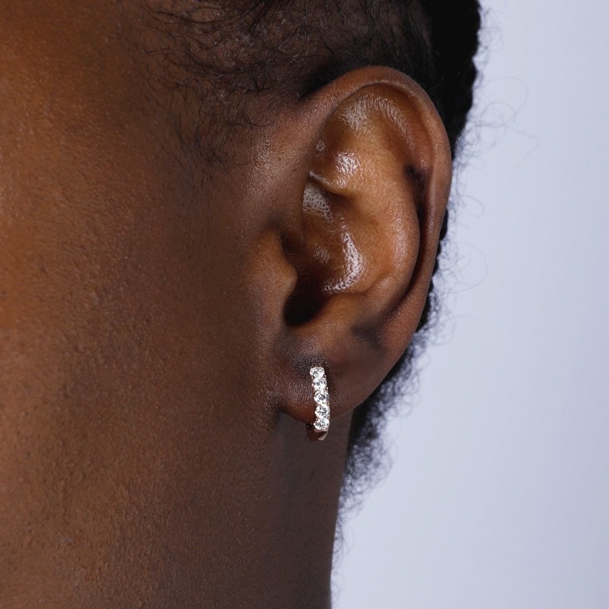 Diamond Single Row 14K Gold Huggie Earrings