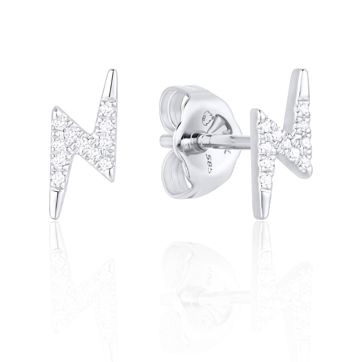 Diamond Pavé 14K White Gold Lightning Stud Earrings