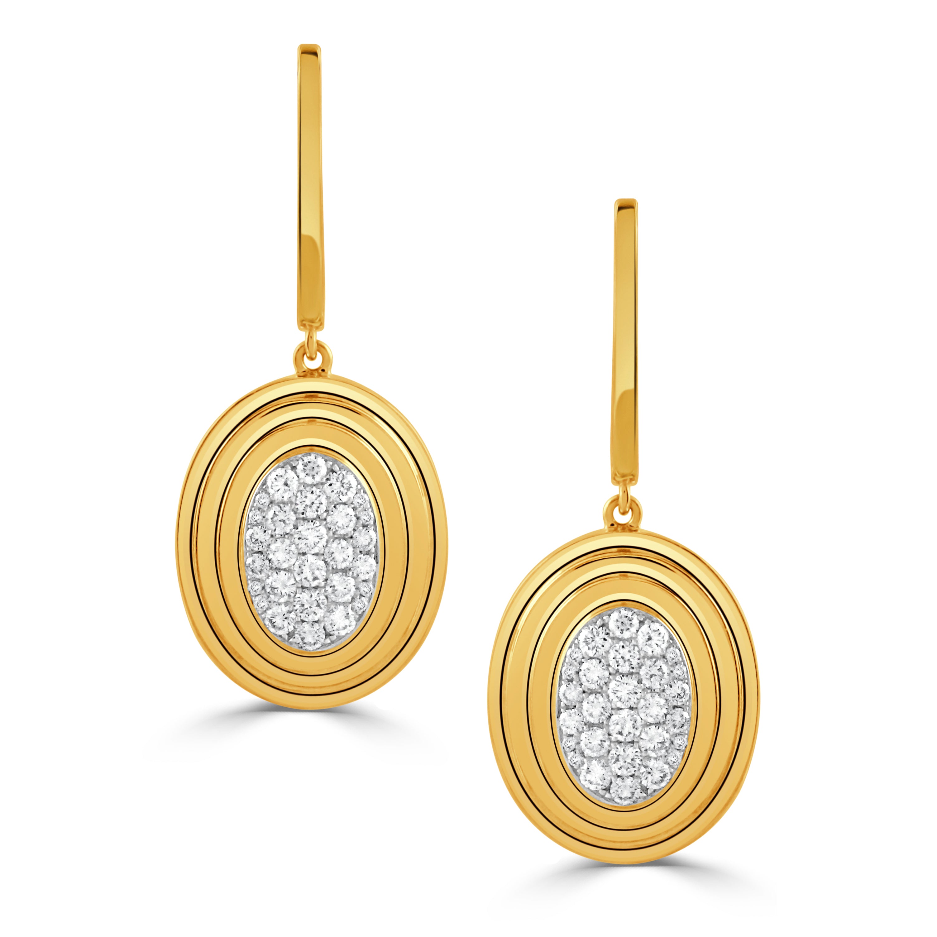 Diamond Pavé 18K Yellow Gold Oval Drop Earrings