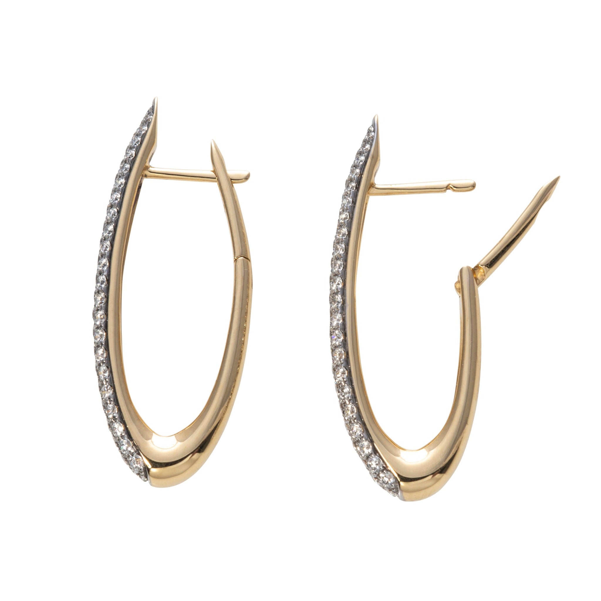 1.20ct Diamond 18K Gold Oval Hoop Earrings