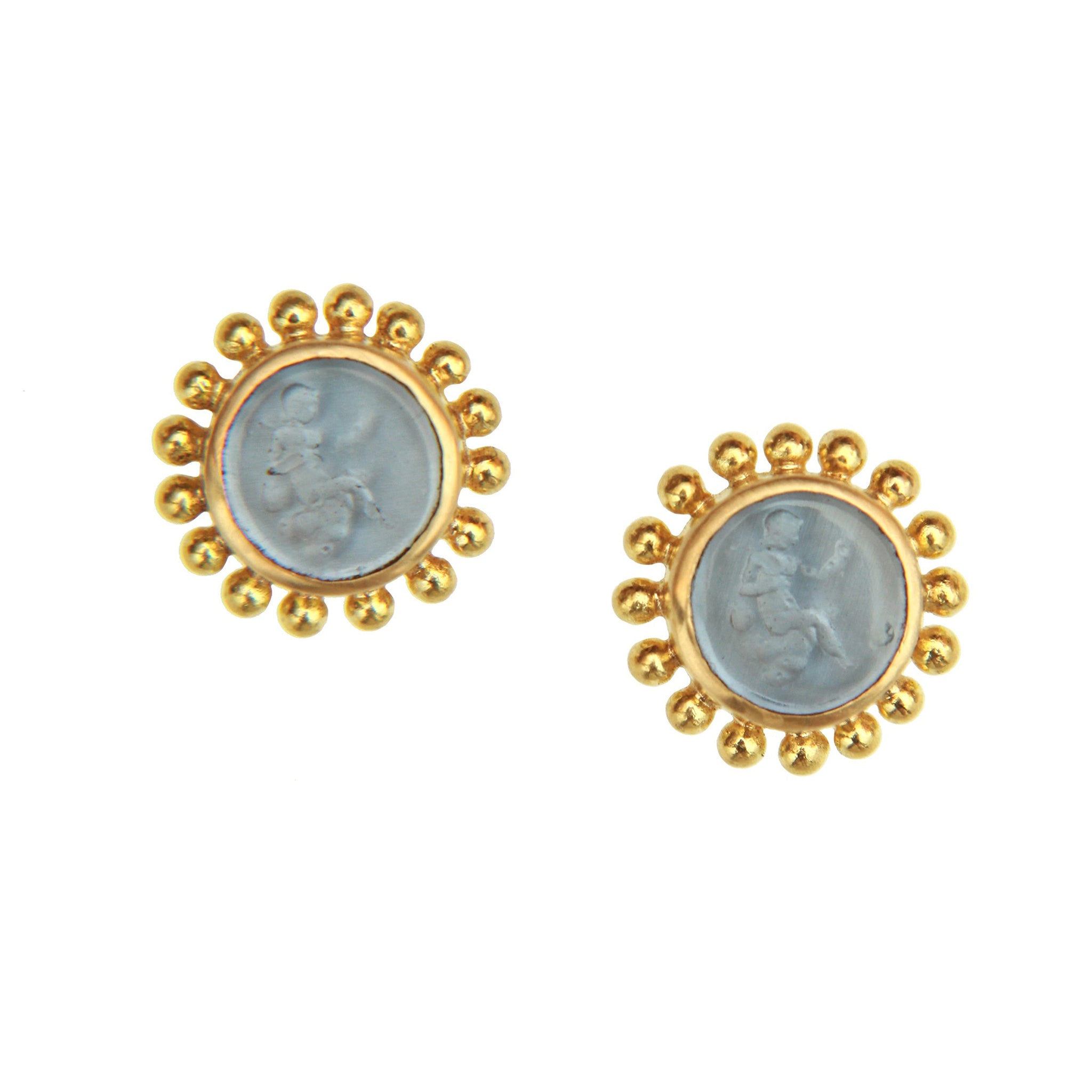 Elizabeth Locke Cerulean 'Round Cupid' Stud Earrings