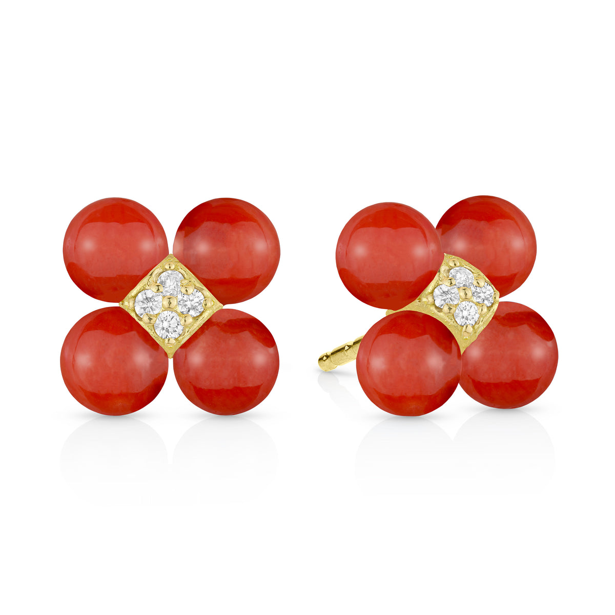Paul Morelli Coral & Diamond Sequence Stud Earrings