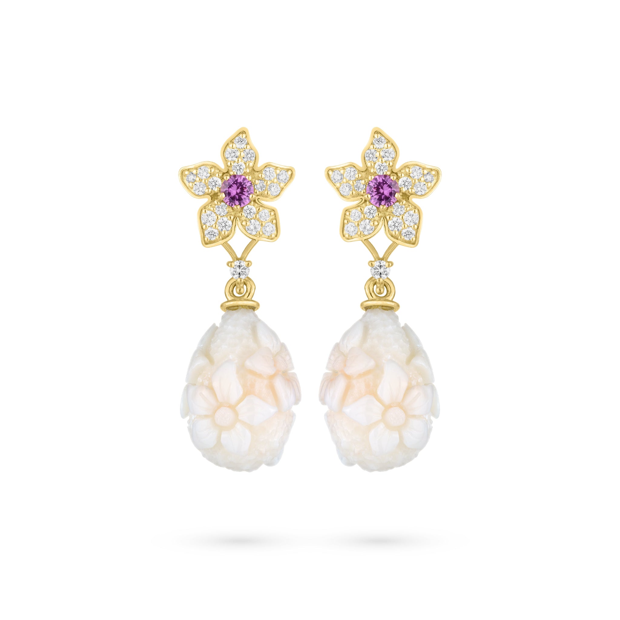 Paul Morelli Pink Sapphire & White Coral Drop Earrings