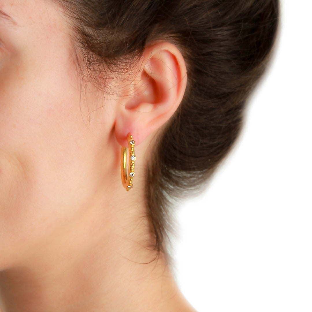 Elizabeth Locke Diamond Granulated Hoop Earrings