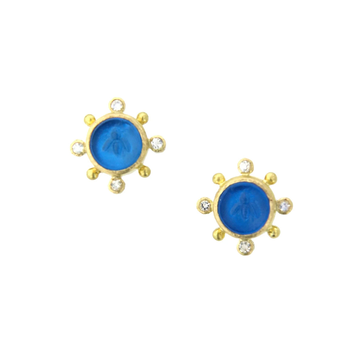 Elizabeth Locke Peacock 'Tiny Bee' Stud Earrings