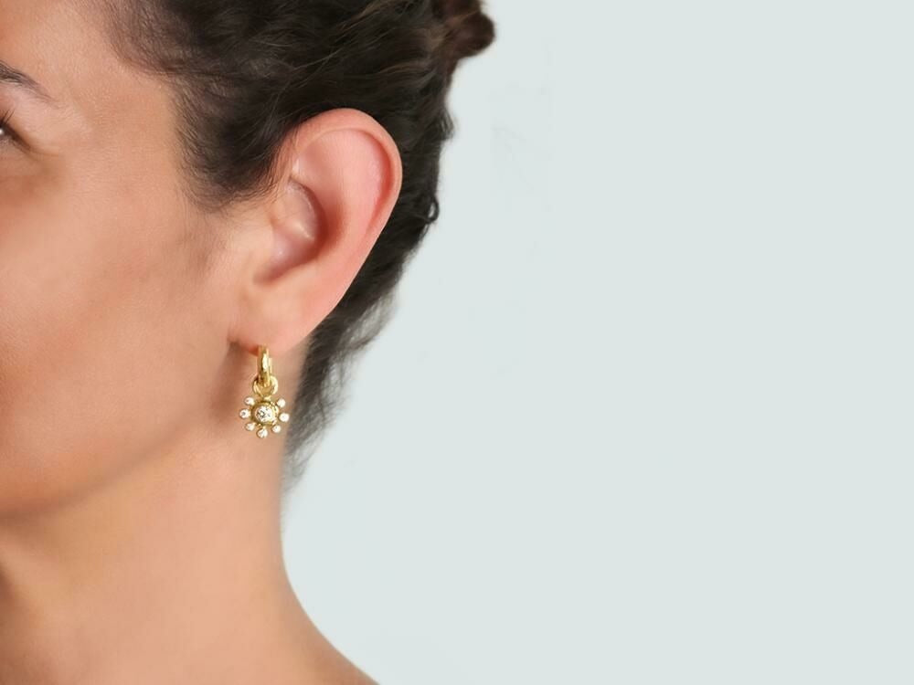 Elizabeth Locke Round Diamond Halo Earring Charms