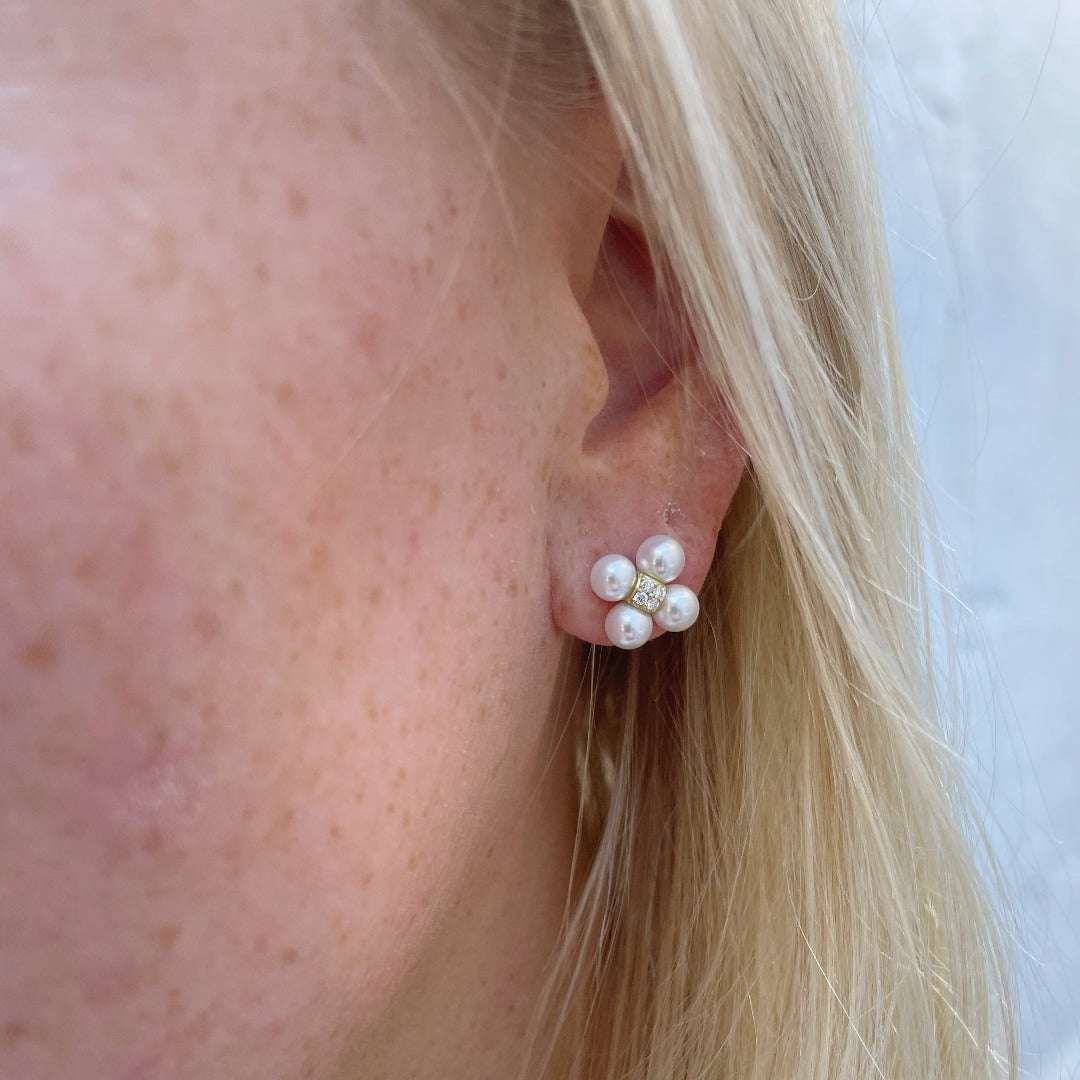Paul Morelli Pearl & Diamond Sequence Stud Earrings