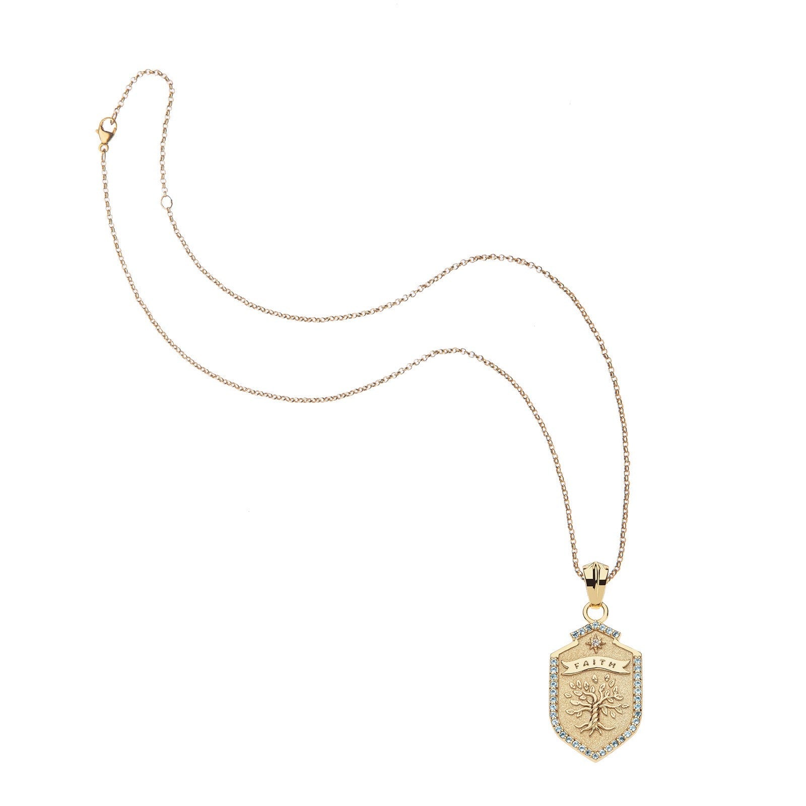 Jane Win FAITH Shield Pendant Necklace
