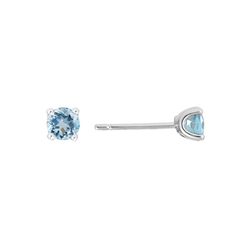 Aquamarine 14K White Gold 4mm Stud Earrings