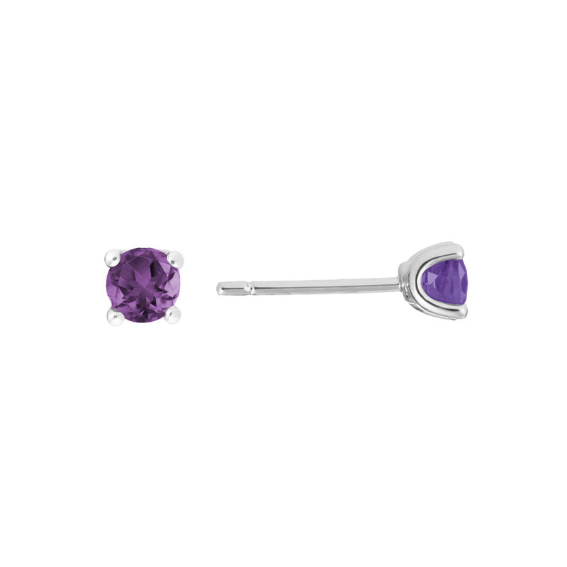 Amethyst 14K White Gold 4mm Stud Earrings