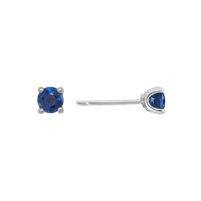 Blue Sapphire 14K White Gold 4mm Stud Earrings
