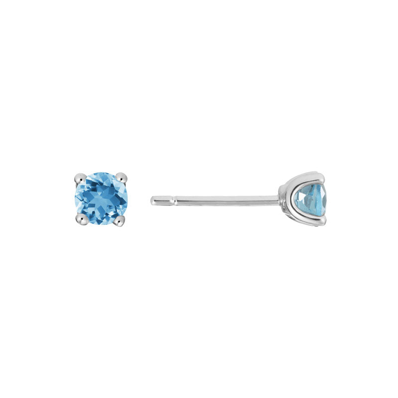 Blue Topaz 14K White Gold 4mm Stud Earrings