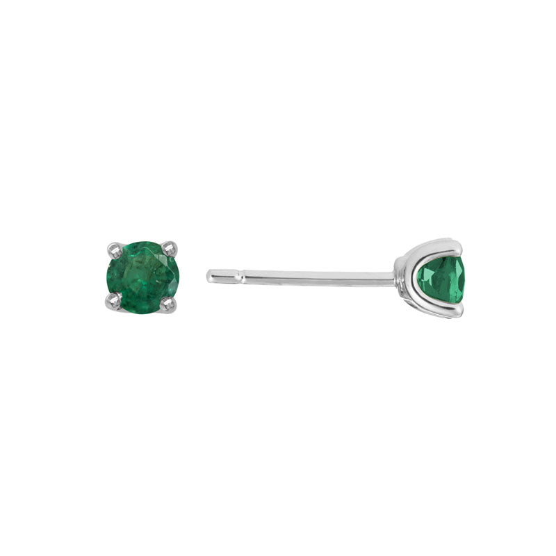 Emerald 14K White Gold 4mm Stud Earrings