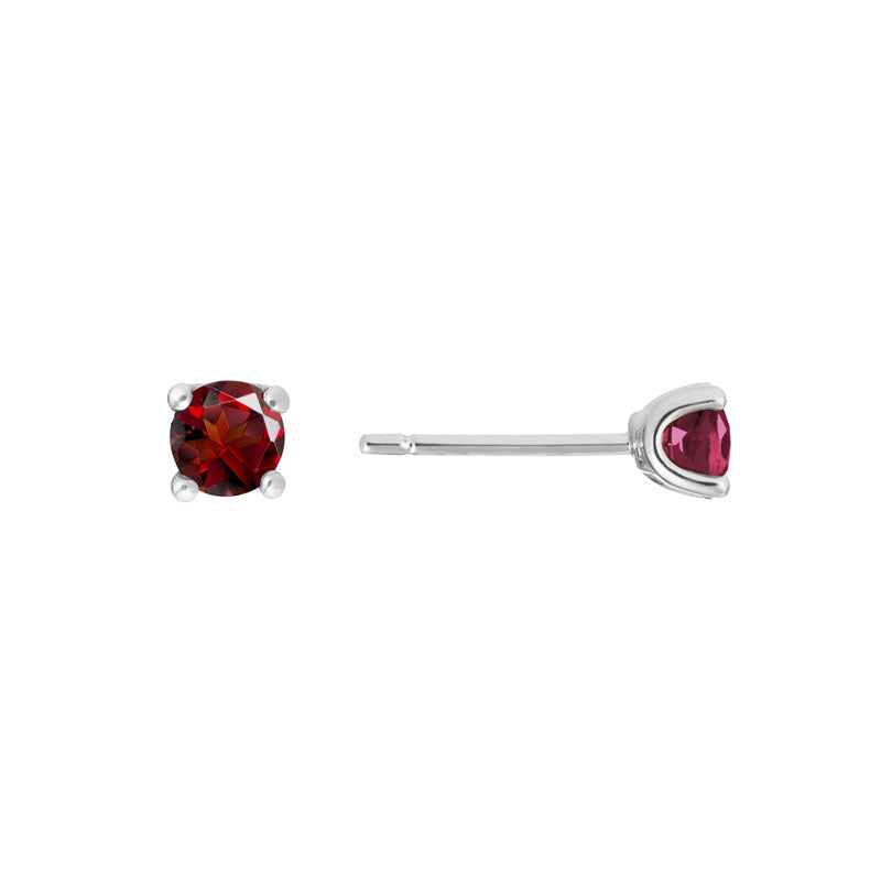 Garnet 14K White Gold 4mm Stud Earrings