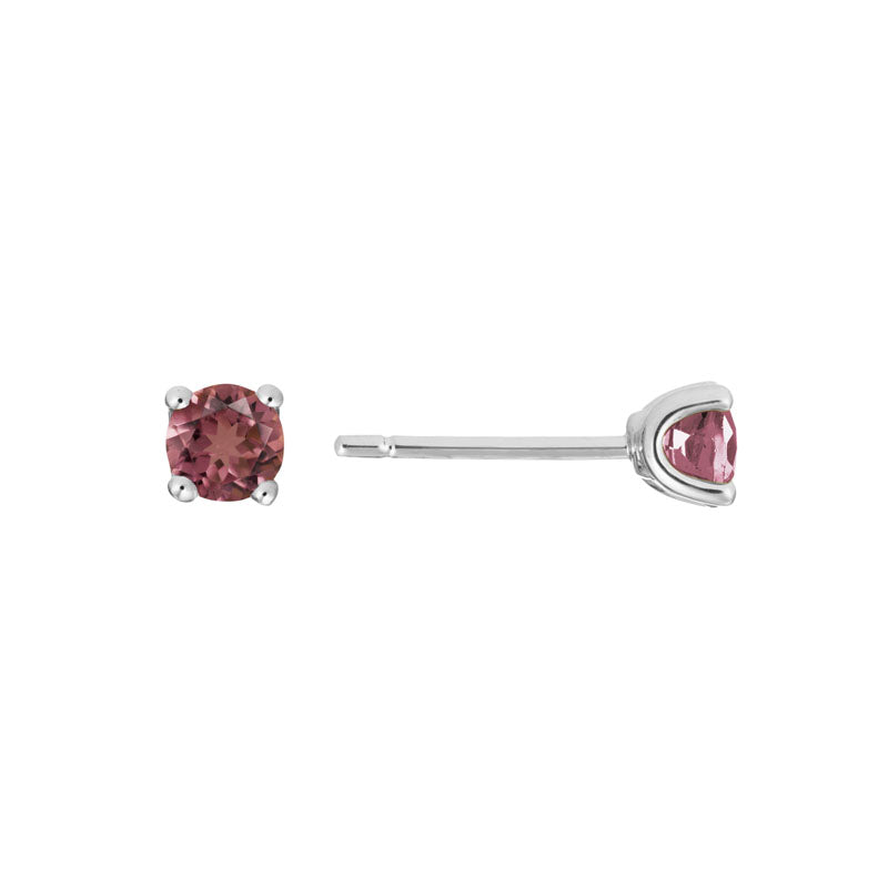 Pink Tourmaline 14K White Gold 4mm Stud Earrings