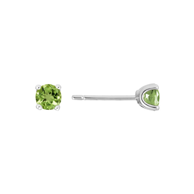 Peridot 14K White Gold 4mm Stud Earrings