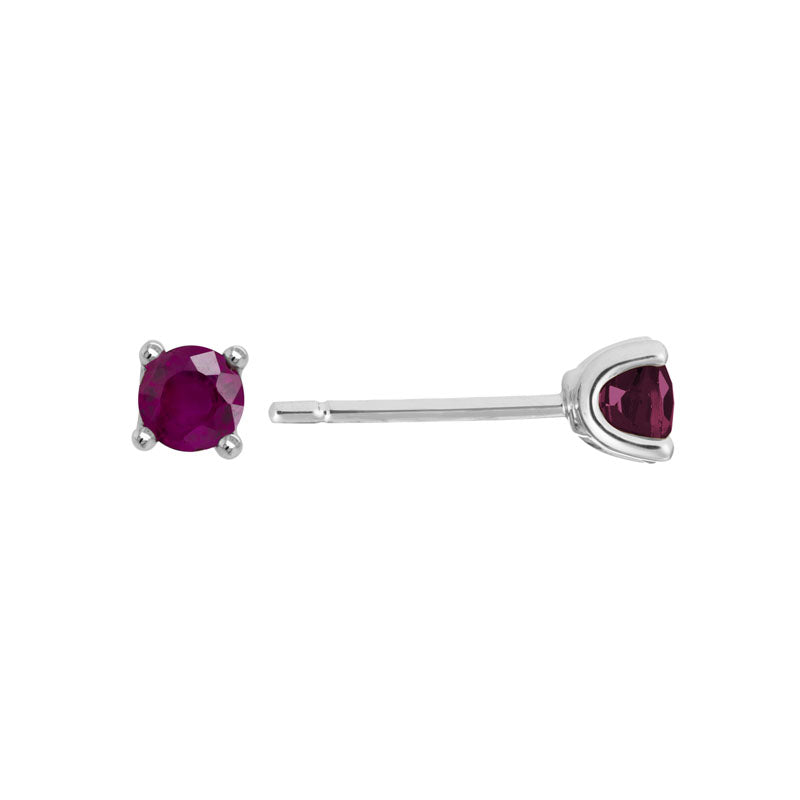 Ruby 14K White Gold 4mm Stud Earrings