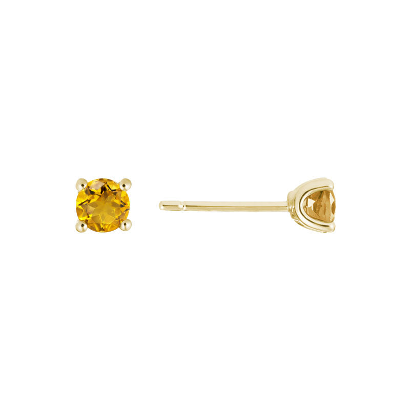 Citrine 14K Yellow Gold 4mm Stud Earrings