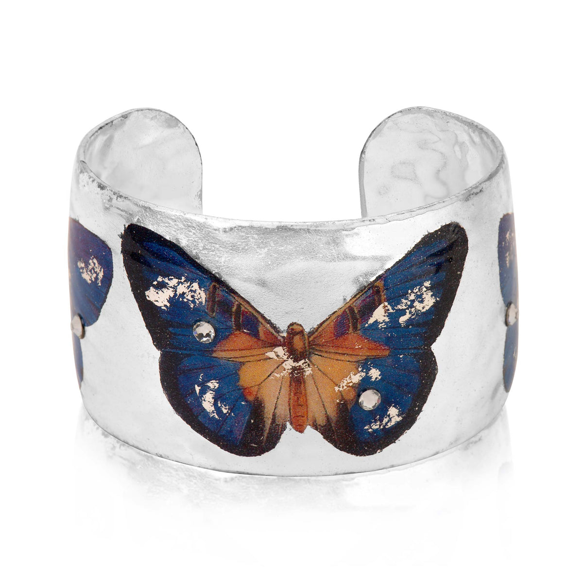 Evocateur Barcelona Butterfly Silver Leaf Cuff 1.5"