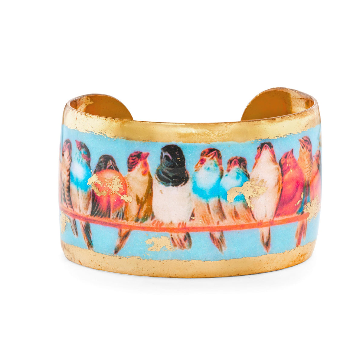 Evocateur Perch of Birds 22K Gold Leaf Cuff 1.5"