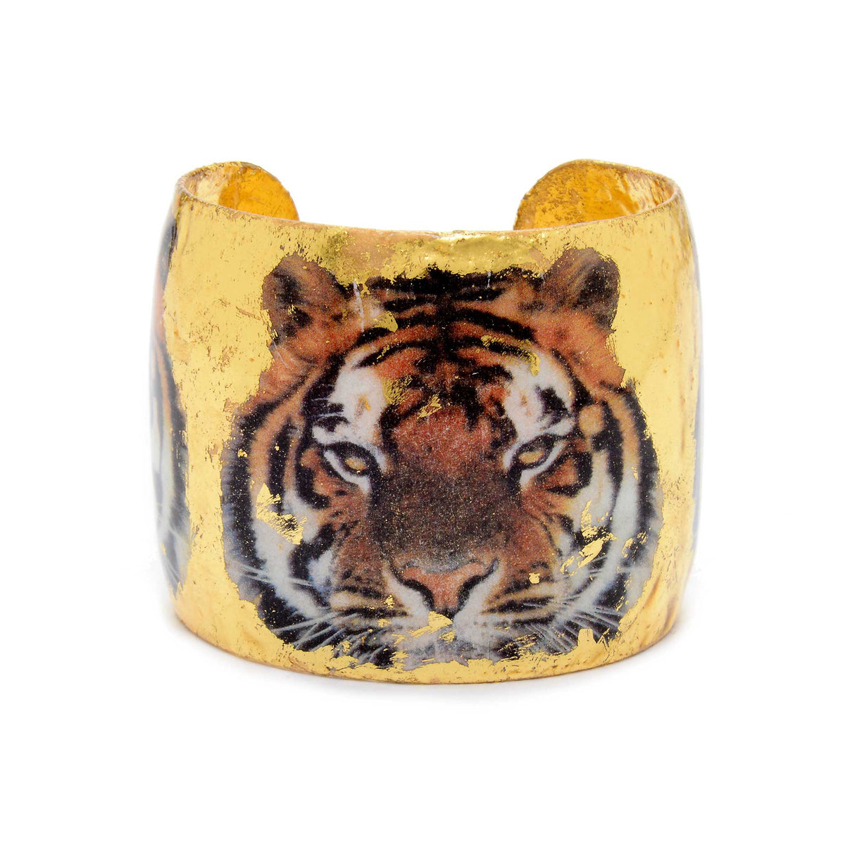 Evocateur Bengal Tiger 22K Gold Leaf Cuff 2"