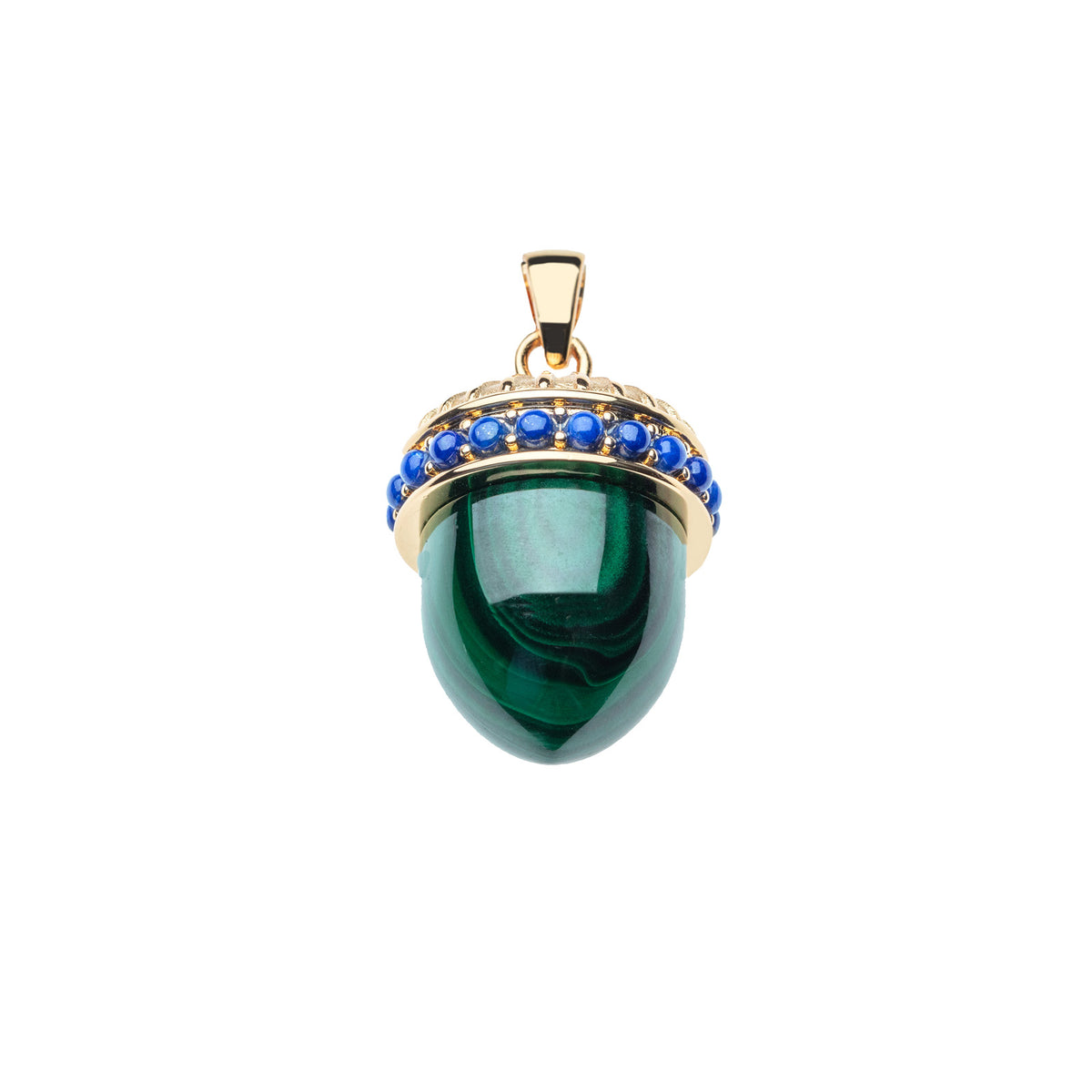 Jane Win HOPE Malachite Acorn Pendant Necklace