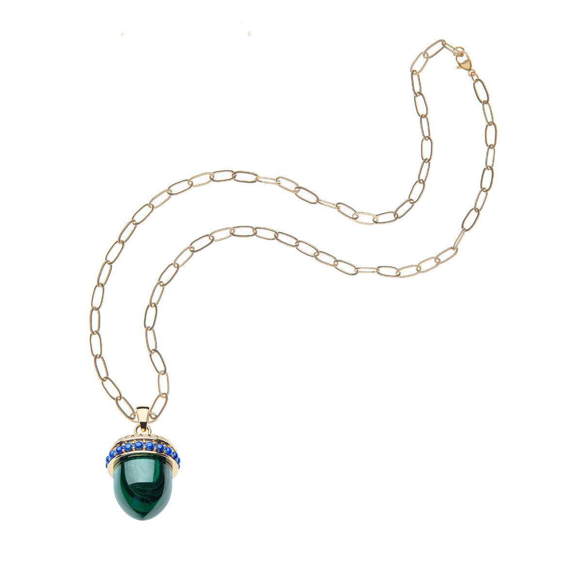 Jane Win HOPE Malachite Acorn Pendant Necklace