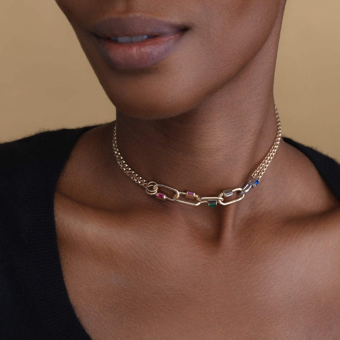 Marla Aaron Solo Baguette Emerald 14K Yellow Gold Baby Lock