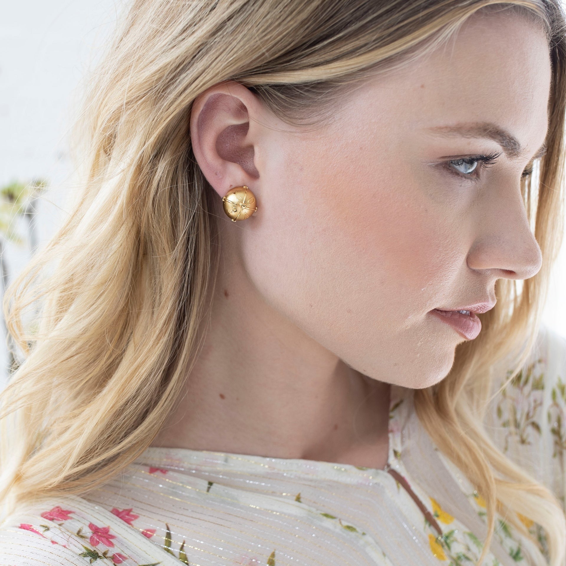 Jane Win LOVE Button Earrings