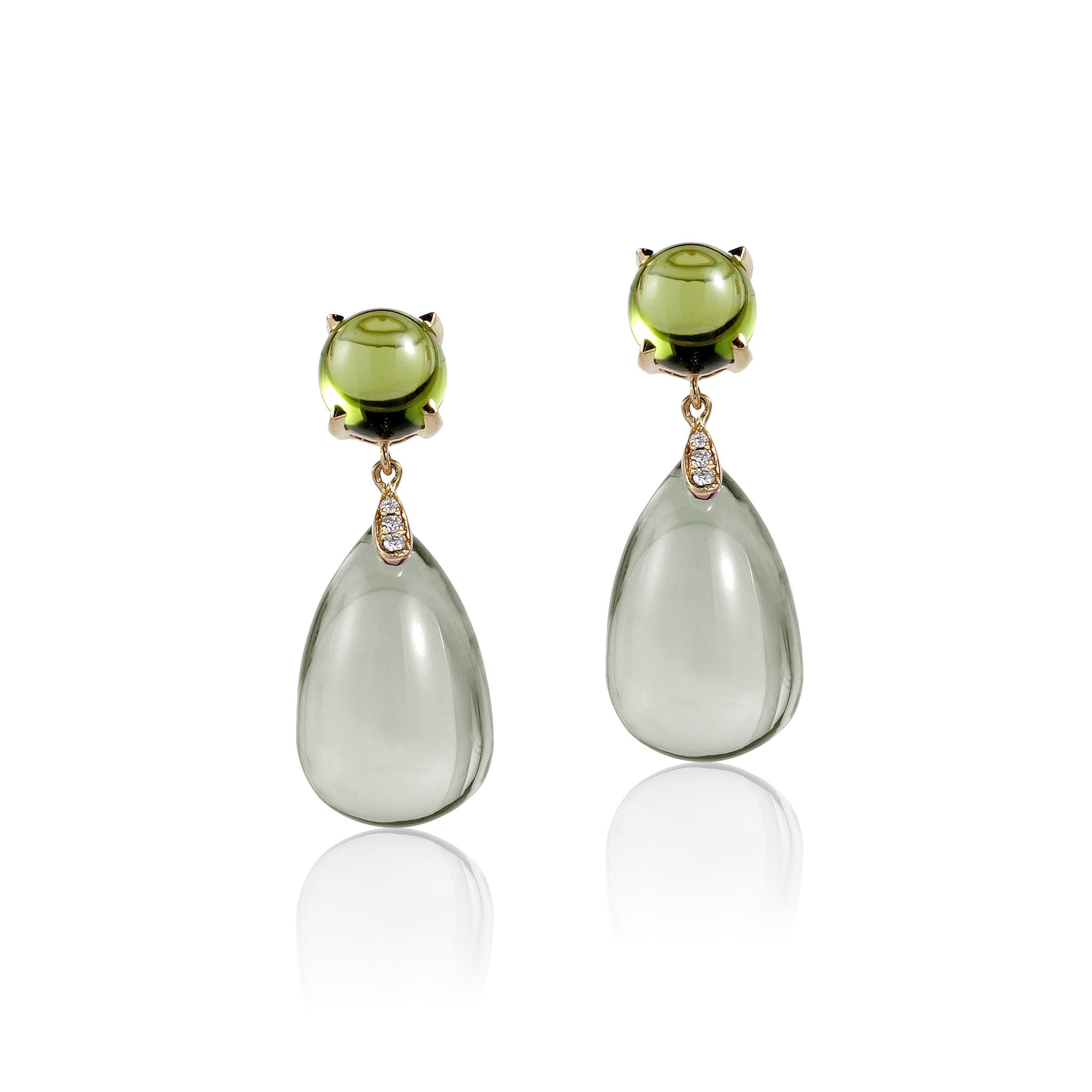 Goshwara Cabochon Peridot & Prasiolite 18K Gold Drop Earrings