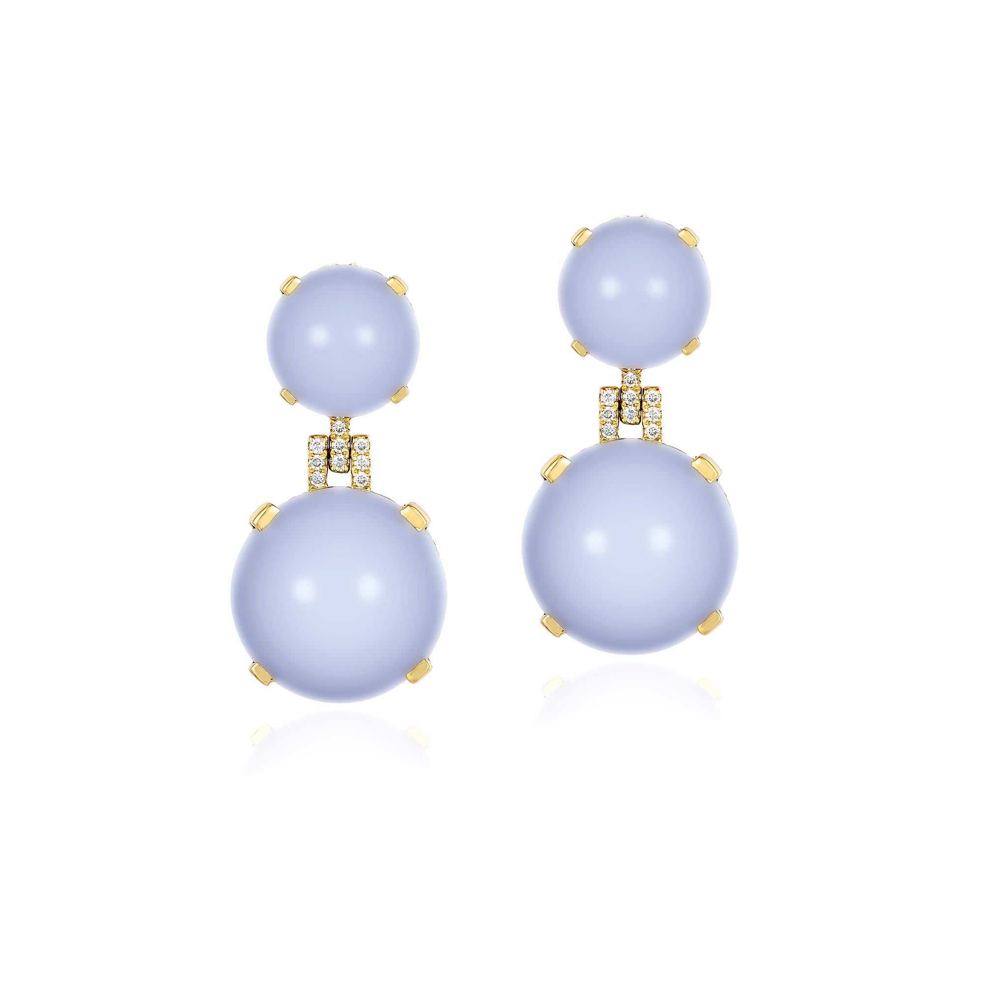 Goshwara Chalcedony & Diamond 18K Gold Double Drop Earrings